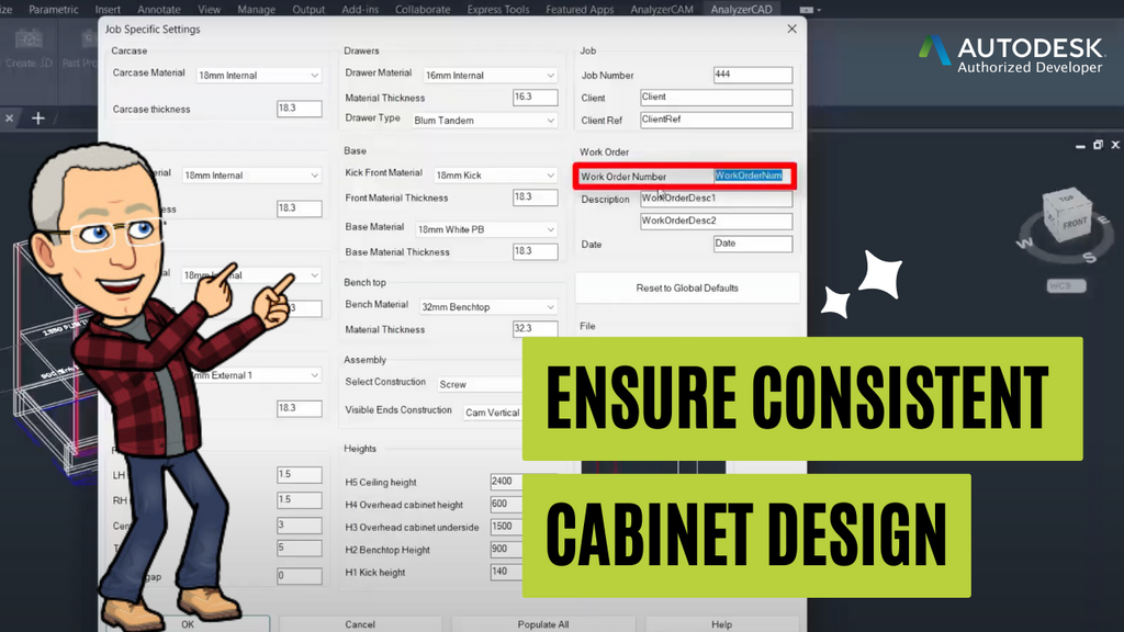 Ensure Consistent Cabinet Design with Job Settings